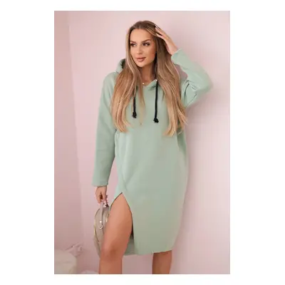 Kesi Dress with a hood and a slit on the side dark mint