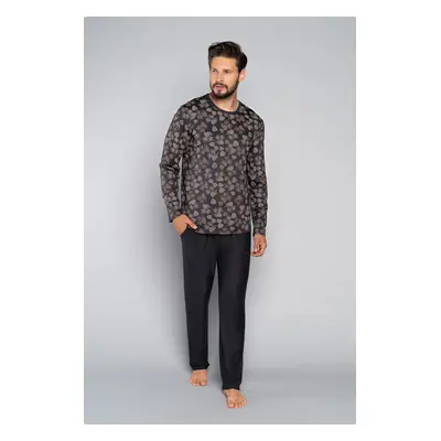 Men's pyjamas Pinus, long sleeves, long legs - print/graphite