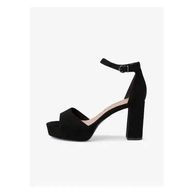 Black women's heeled sandals in suede finish Tamaris - Women's