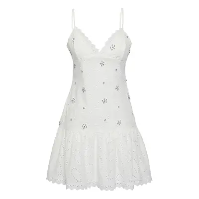 Trendyol Limited Edition White Stone Printed Embroidery Lace Mini Lined Dress