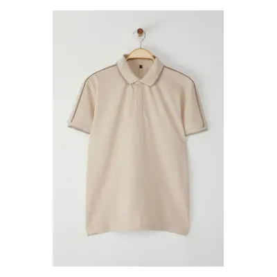 Trendyol Stone Regular/Normal Cut Piping Polo Collar T-shirt