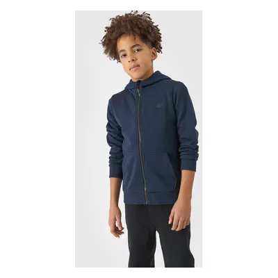 Boys' Sweatshirt Zipped Up Hoodie 4F - Navy Blue