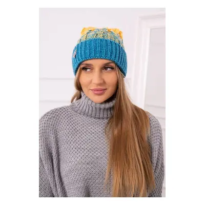 Kesi Cap with a pompom Abigail K326 turquoise+yellow