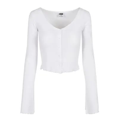 Women's sweater with cropped ribs in white