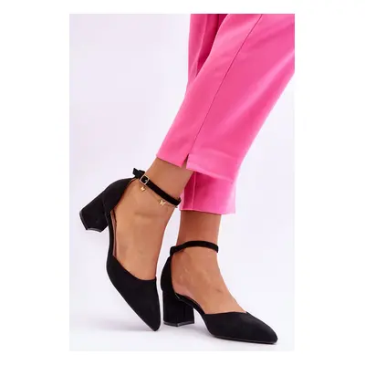 PS1 Suede Heel Pumps Black Promise