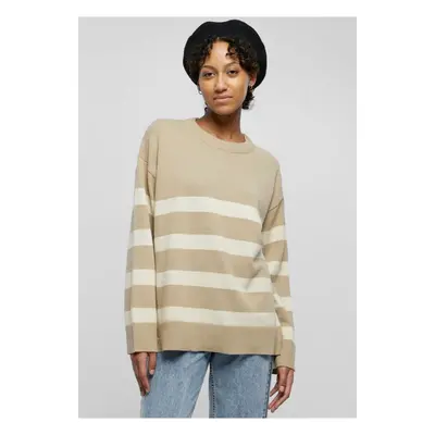 Women's striped knitted sweater - beige