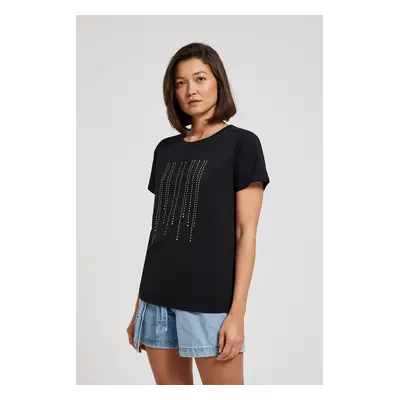 Women's T-shirt with stones MOODO - black