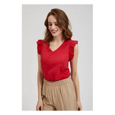 Women's blouse with frills on the shoulders MOODO - red