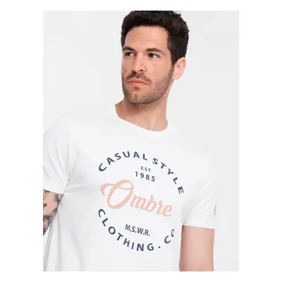 Ombre Casual Style men's printed t-shirt - white