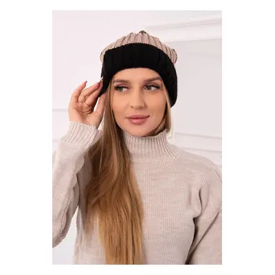 Kesi Cap with fleece Bojana K265 black+beige+cappuccino