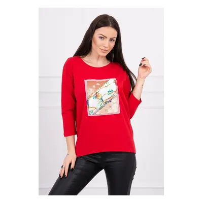 Blouse with 3D Bird red graphics