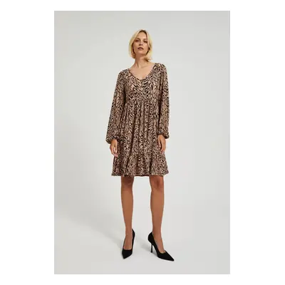 Women's dress with animal pattern MOODO - brown