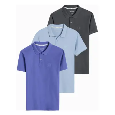 Ombre Set of men's pique knit polo shirts 3-pack