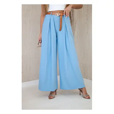 Kesi Włoski Wide-leg belted trousers blue