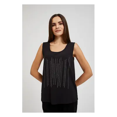 Women's top with stones MOODO - black