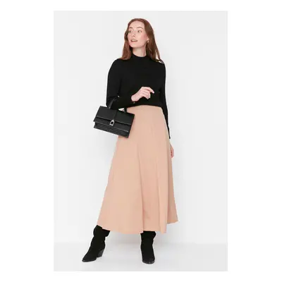 Trendyol Camel Flared Scuba Knitted Skirt