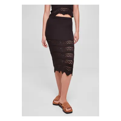 Women's 3/4 crochet knitted skirt black