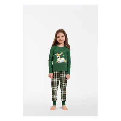 Girls' pyjamas Zonda, long sleeves, long legs - green/print