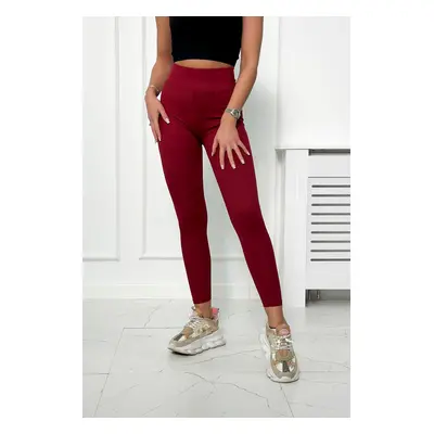 Striped leggings trousers in burgundy color