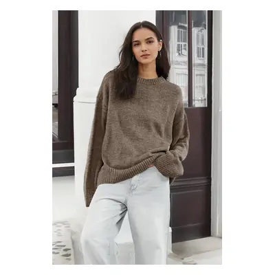 Trendyol Mink Wide Pattern Crew Neck Knitwear Sweater