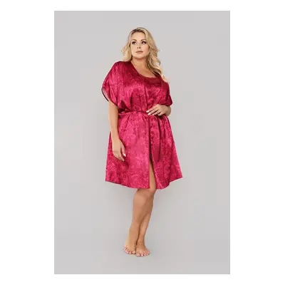 Women's dressing gown Impresja with short sleeves - burgundy