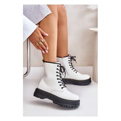 Insulated Ankle Boots Made of Eco Leather Zipper White Lay