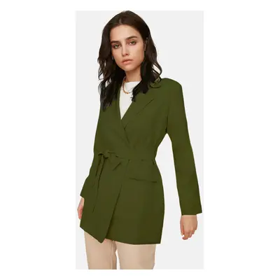 Trendyol Khaki Belted Pocket Detailed Blazer Woven Jacket