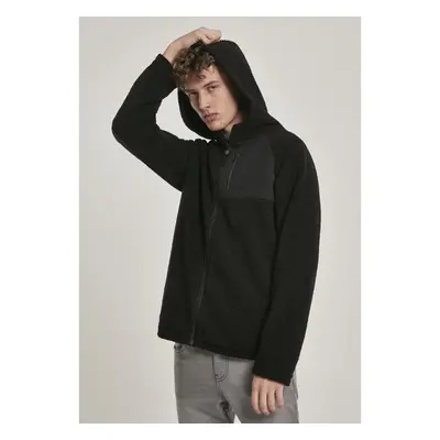 Sherpa Zip-Up Hooded Jacket Black