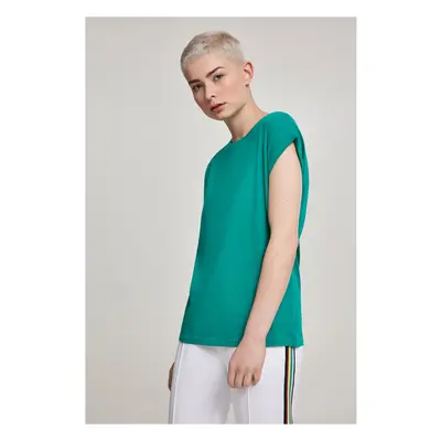 Women's T-shirt with an extended shoulder, fresh green