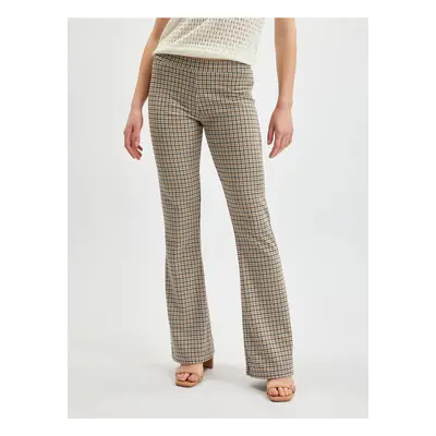 Orsay Light Brown Women Checkered Flared Fit Pants - Women