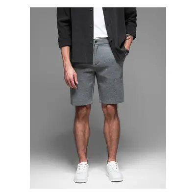 Ombre Men's SLIM FIT short shorts in structured melange knit - black