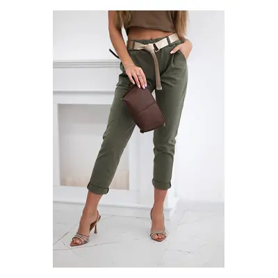 Kesi Włoski Punto trousers with belt khaki