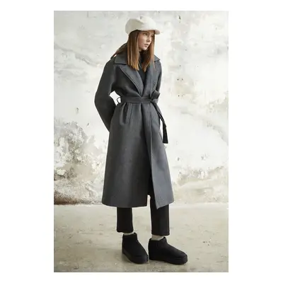 InStyle Henry Double Breasted Collar Stash Coat - Anthracite