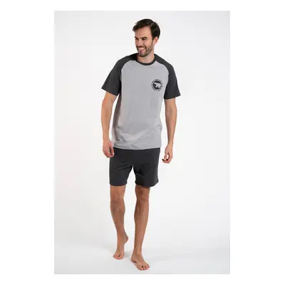 Men's pyjamas Morten, short sleeves, shorts - melange/dark melange