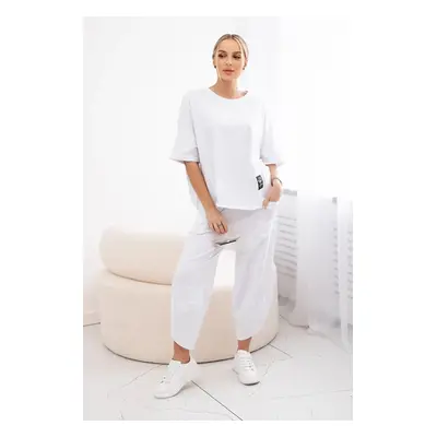 Women's set blouse + trousers - white