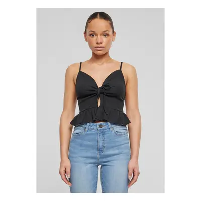 Women's top Waffle Pique Ruffle black