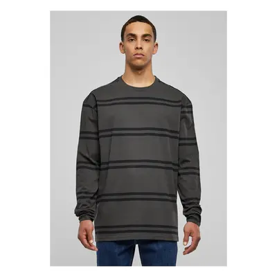 Oversized Striped Long Sleeve Basket/Black