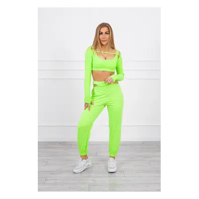 Complete with green neon blouse top