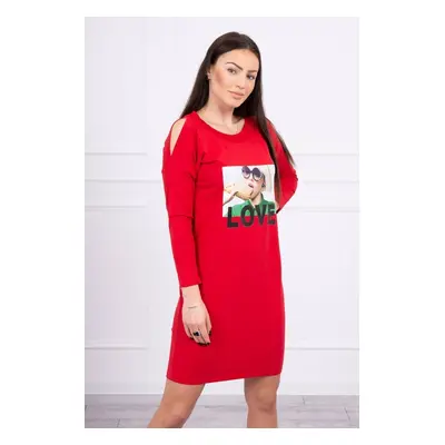 Dress with red love print