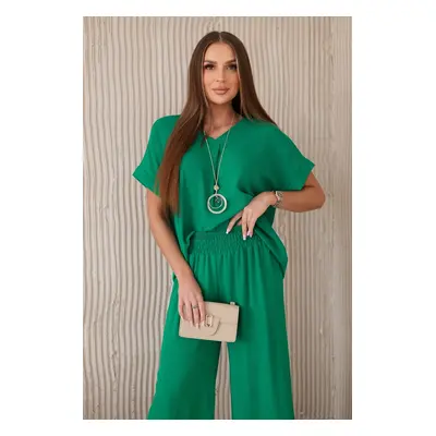 Kesi Włoski Set with necklace blouse + pants green