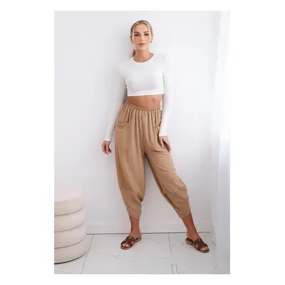 Kesi Włoski Trousers with wide leg and pockets Camel