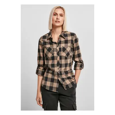 Ladies Turnup Checked Flanell Shirt black/softtaupe