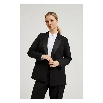 Women's elegant blazer with decorative lapels MOODO - black