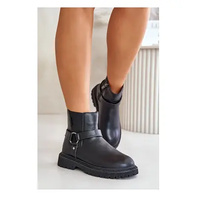 Insulated Ankle Boots With Zip Big Star Black