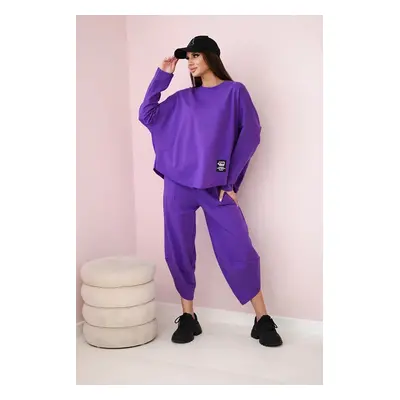 Kesi Włoski Cotton sweatshirt pants set dark purple