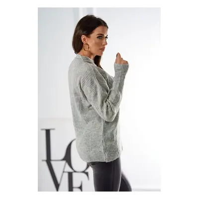 Pullover sweater with fashionable grey weave