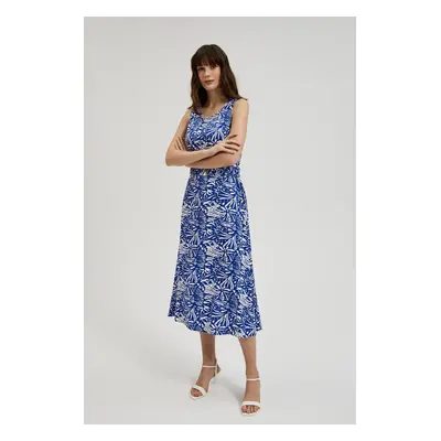 Women's patterned midi dress MOODO - navy blue