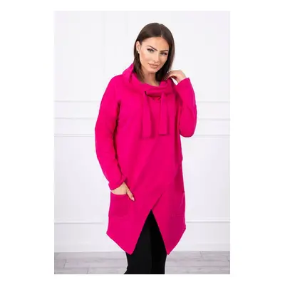 Tunic with a clutch in front dark Oversize fuchsia