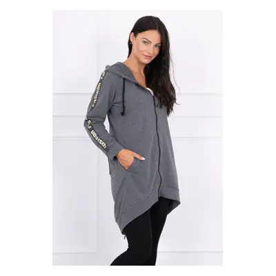 Zip-up sweatshirt in graphite melange back