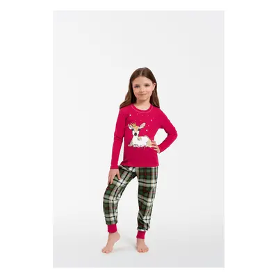 Girls' pyjamas Zonda, long sleeves, long legs - amaranth/print